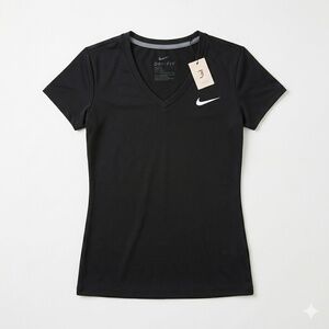 Nike Dri Fit V Neck BLACK CASUAL Tee
